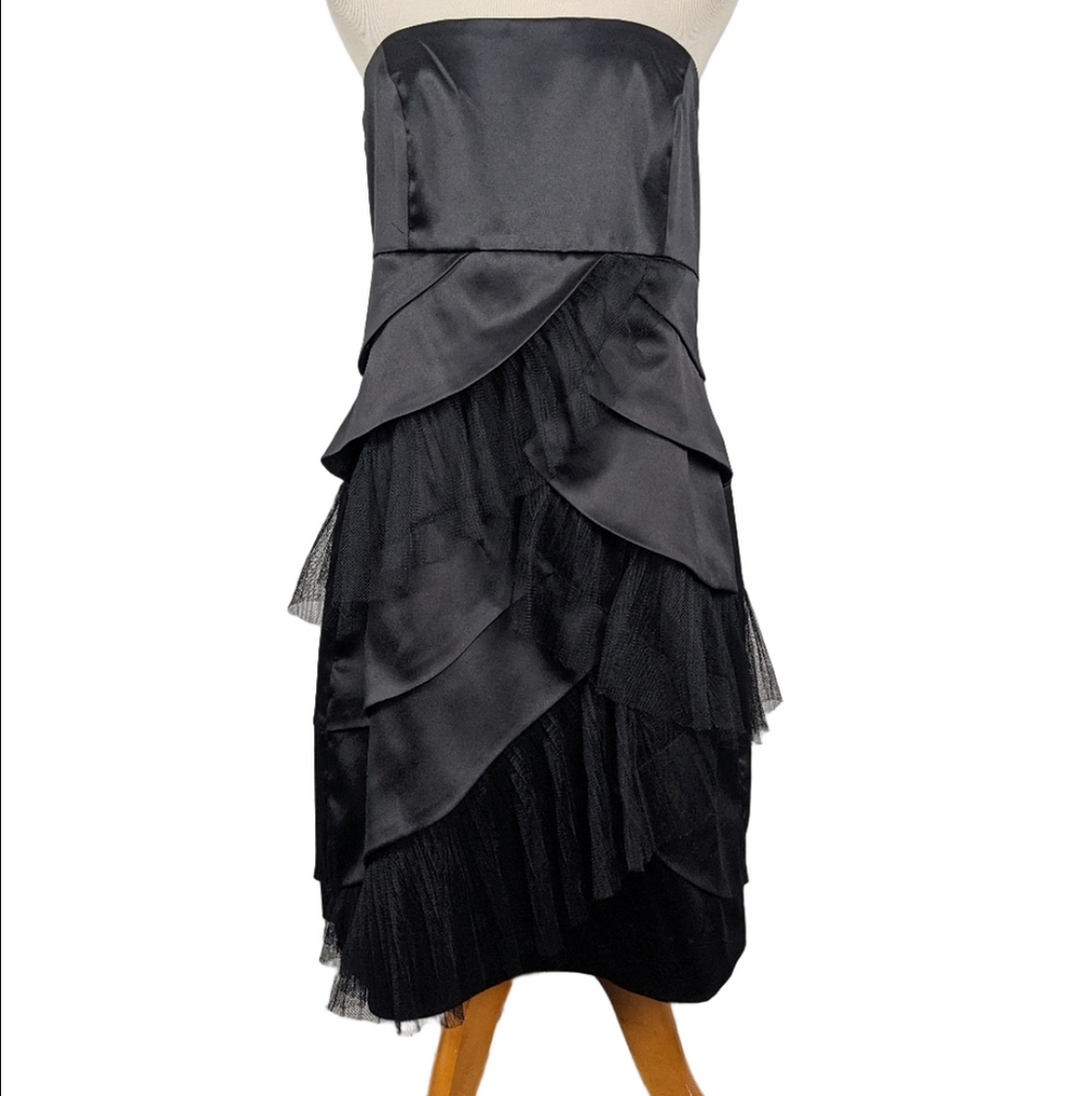 RW&CO Black Corset Strapless Ruffle Dress Size 10 - Picture 1 of 6